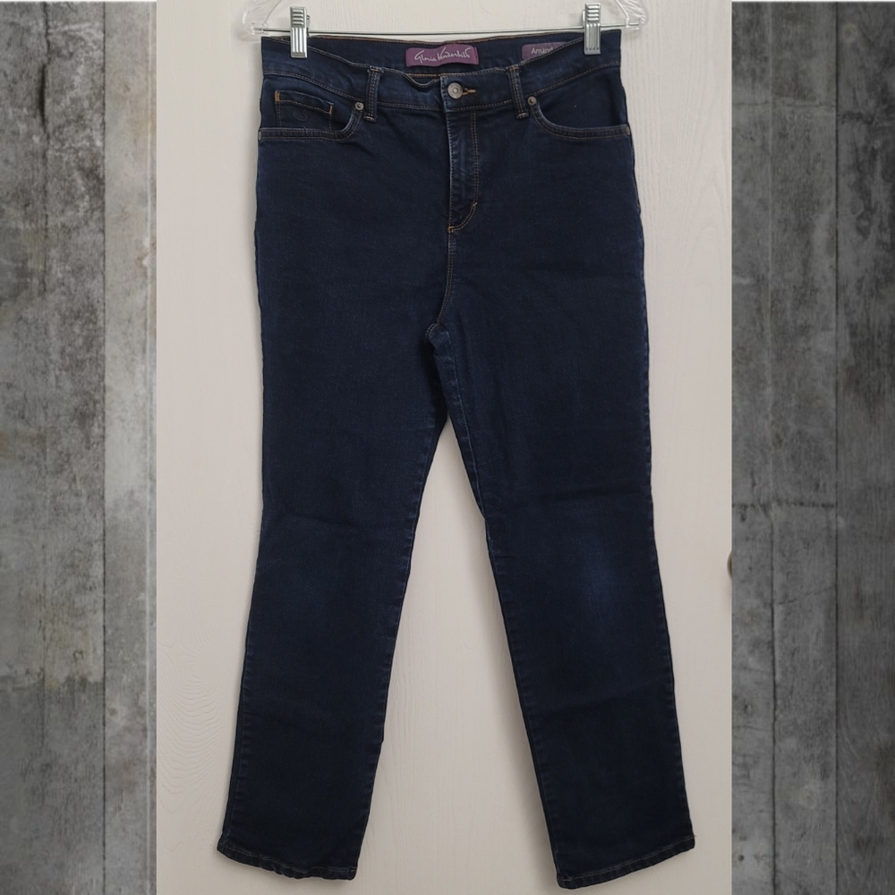 Gloria Vanderbilt Womens Amanda Cropped Jeans Blue Stretch Denim 8 Short
